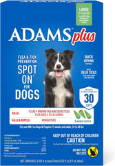 Plus Flea & Tick Prevention Spot On for Dogs ; 12 Weeks & Older, 3-Month Supply, Kills Fleas, Flea Eggs, Flea Larvae & Brown Dog & Deer Ticks, Kills & Repels Mosquitoes for 30 Days