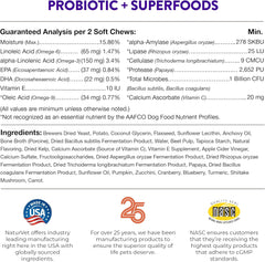 NaturVet Evolutions Probiotic & Superfoods 90ct Soft Chews for Dogs - Prebiotic & Probiotic Blend, Digestive Enzymes, Bone Broth, Omega's - Nourishes Natural Gut Bacteria and Intestinal Microflora