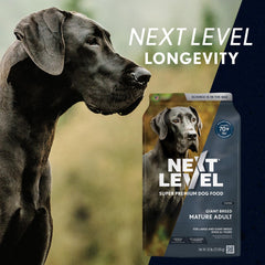 Next Level Super Premium Dog Food – Giant Breed Mature Adult – Dry Kibble for Large Breed Adult – 25% Protein, Chicken, Fish & Gluten Free Grains – Glucosamine & Chondroitin for Joint Health 50 lb