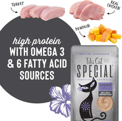 Tiki Cat Special Light Mousse, Chicken, Turkey & Pumpkin, Formulated to Support Healthy Trim and Fit, Functional Wet Cat for Adult Cats
