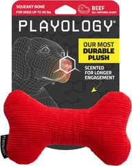 Playology Plush Squeaky Bone , All Natural Beef