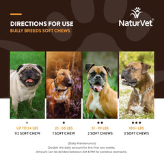 NaturVet Bulldog Breed Supplement- for Joint Support, Digestion, Skin, Coat Care- Dog Multivitamins with Minerals, Omega-3, PlaqueOff- Wheat-Free Vitamins for Dogs- Bully Breeds