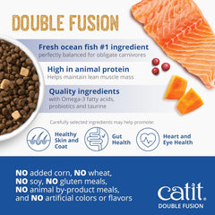 Catit Recipes Double Fusion Skin & Coat Cat Food – Ocean Fish Recipe, High-Protein, Freeze-Dried Raw Toppings, Omega-Rich for Healthy Skin & Fur, No by-Products, Minimally Processed