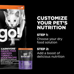 Go! Solutions Booster Weight Management, Grain-Free Wet Cat Food Topper, Minced Chicken and Tuna in Gravy, 2.5 oz Pouch (Pack of 12)