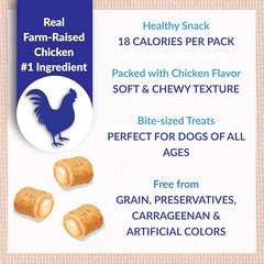 INABA Churu Fun Bites for Dogs, Soft & Chewy Baked Chicken Wrapped Filled Dog Treats with Vitamin E, 0.42 Ounces per Tetra, 8 Tetras per Box, Chicken with Cheese Recipe