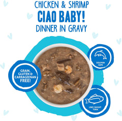 Weruva B.F.F. OMG - Best Feline Friend Oh My Gravy!, Ciao Baby! with Chicken & Shrimp in Gravy Cat Food