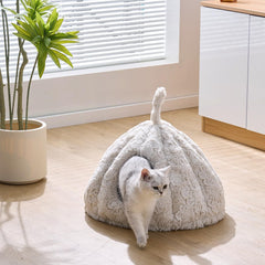 PetPals Cat Bed Made with a Soft Plush Material (Rose Hut)