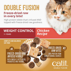 Catit Recipes Double Fusion Weight Control Cat Food – Chicken Recipe, High-Protein, Freeze-Dried Raw Toppings, No by-Products, Minimally Processed, Balanced Nutrition