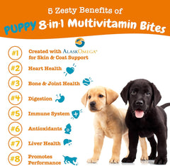 Zesty Paws Dog Multivitamin, Chewable Dog Vitamins and Supplements for Hip & Joints, Skin & Coat, Omega 3 Fish Oil for Dogs- Puppy Multivitamin - Chicken Puppy Bites- 90ct
