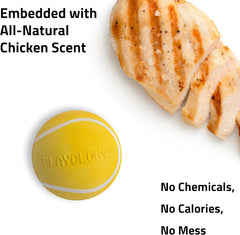 Playology Squeaky Chew Ball for Dogs | Engaging All-Natural Chicken Scented Toy for Large to X-Large Dogs 50lbs & up | Squeak, Fetch, and Play