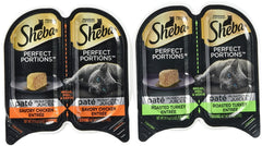 Sheba Perfect Portions Wet Cat Food, Savory Chicken Entrée and Roasted Turkey Entrée 2.6-oz(Pack of 12)