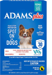 Plus Flea & Tick Prevention Spot On for Dogs ; 12 Weeks & Older, 3-Month Supply, Kills Fleas, Flea Eggs, Flea Larvae & Brown Dog & Deer Ticks, Kills & Repels Mosquitoes for 30 Days
