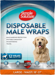 Simple Solution Disposable Dog Diapers Wraps for Male Dogs, True Fit, Absorbent, Leak Proof with Wetness Indicator, Puppy and Doggie Diaper for Peeing, For Small Pets