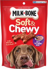 Milk-Bone Soft & Chewy Beef & Filet Mignon Recipe Dog Snacks, 5.6-Ounces