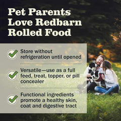 Redbarn Pet Products All-Natural Premium Rolled Dog Food, Beef Recipe - Soft Semi-Moist Wet Formula for High Protein Diet, Training Rewards, & Treat Pill Concealer