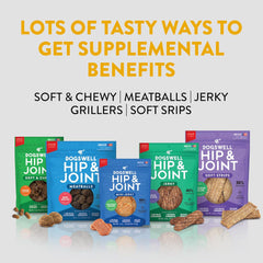 DOGSWELL Jerky Hip and Joint Dog Treats Grain Free Made in USA Only, Glucosamine and Chondroitin, Duck