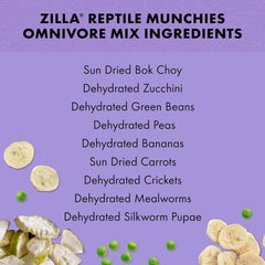 Zilla Reptile Munchies, Omnivore Mix, Dehydrated and Sun Dried Vegetables and Insects, 4 Ounces