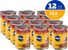 Pedigree Choice Cuts in Gravy Adult Canned Soft Wet Dog Food, Beef, 13.2 oz. Cans (12 Count, Pack of 1)