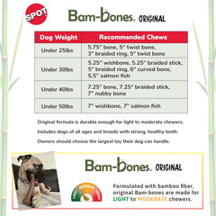 SPOT Bam-Bones Bone - Made with Strong Bamboo Fiber, Durable Long Lasting Dog Chew for Light to Moderate Chewers, Great Toy for Adult Dogs & Teething Puppies under 25lbs, Chicken Flavor