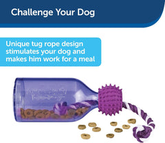 PetSafe Busy Buddy Tug-A-Jug - Treat-Dispensing Dog Toy - Slow Down Eating - 2 Cup Capacity - Lower Separation Anxiety - Cleans Teeth - Easy to Wash - Multi-Sensory Stimulation - Purple