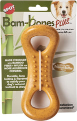 SPOT Bam-bones PLUS Figure 8 - Bamboo Fiber & Nylon, Durable Long Lasting Dog Chew for Aggressive Chewers – Toy for Dogs & Puppies under 60lbs, Non-Splintering, 6in, Allergen Free Peanut Butter Flavor