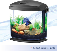 Aqueon BettaBow with Quick Clean Technology Aquarium Kit, Black Black 1 Gallon