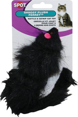 SPOT Shaggy Plush Ferret Cat Toy with Catnip & Rattle