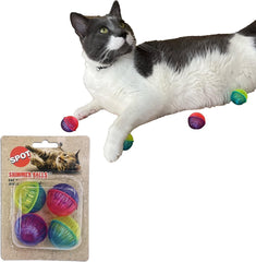SPOT Shimmer Balls Cat Toys - Fun Balls with Rattle Sound are Perfect for Swatting and Batting, Colorful Toys to Entertain Cats and Kittens - Pack of Four 1.5in Balls, Assorted Colors 1 ea