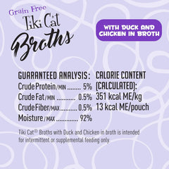 Tiki Cat Born Carnivore Broths, Duck & Chicken Recipe, Hydration and Flavor Supplement Cat Food Topper