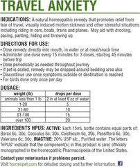 HomeoPet Travel Anxiety Relief, Safe and Natural Pet-Calming Relief Supplement for Cats, Dogs, and Other Small Animals, 15 Milliliters