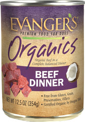 Evanger's Organics Beef Dinner for Dogs - 12, 12.5 oz Cans