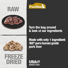 PureBites Pork Freeze Dried Dog Treats, 1 Ingredient, Made in USA
