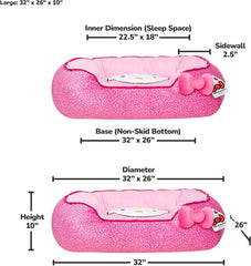 Jazwares Hello Kitty and Friends Hello Kitty Pink Bolster Pet Bed with Printed Design and Machine Washable Removable Insert
