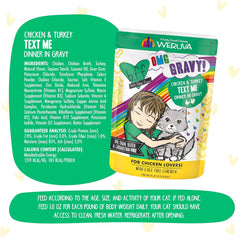 Weruva B.F.F. OMG - Best Feline Friend Oh My Gravy!, Chicken & Turkey Text Me with Chicken & Turkey in Gravy 2.75-oz(Pack of 12)