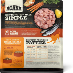 ACANA Freeze Dried Dog Food Patties Meal & Topper, Grain Free High Protein Free-Run Turkey Recipe