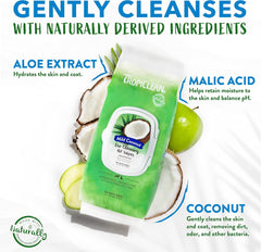 TropiClean Dog Ear Wipes, Dog Ear Cleaner, Soothing Itch Relief, Gently Removes Wax and Debris, Odor Eliminating, Safe for Daily Use, Cat Safe 50 ct