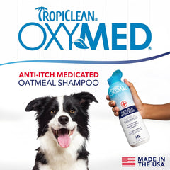 TropiClean OxyMed Dog Shampoo for Allergies and Itching , Medicated Oatmeal Shampoo for Dry Itchy Skin, Seborrhea, & Hot Spots 20 oz