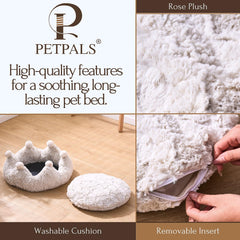 PetPals Rose Crown DIY Anxiety-Soothing Cat Bed Made with a Soft Plush Material