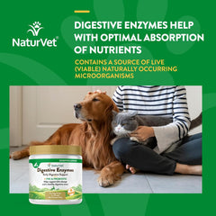 NaturVet – Digestive Enzymes for Dogs - Plus Probiotics & Prebiotics | Helps Support Diet Change & A Healthy Digestive Tract | for Dogs & Cats