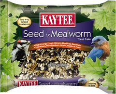 Kaytee Wild Bird Seed & Mealworm Seed Cake Food For Bluebirds, Chickadees, Woodpeckers and More, 1.4 Pound