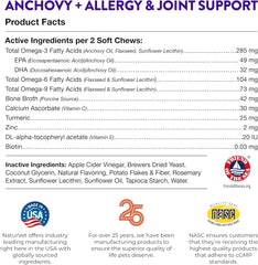 NaturVet Evolutions Anchovy + Allergy & Joint Support 90ct Soft Chews for Dogs - Anchovy Oil, Bone Broth - Helps Maintain Normal Histamine Levels - Helps Support Normal Inflammatory Response