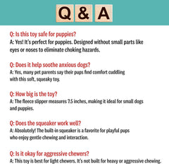 SPOT 7.5in Vermont Style Fleece Slipper Dog Toy – Soft Plush Squeaky Comfort Toy for Small & Medium Dogs and Puppies – No Plastic Parts – Light Chewer Safe – Calming & Cuddly Pet Toy