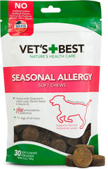 HERO PET Vet's Best Seasonal Allergy Soft Chews for Dogs, Anti Itch For Dogs, Pet Allergy Chews, Dog Allergy Chews Natural Allergy & Immune Support Supplement with Probiotics and Antioxidants (30 Soft Chews)