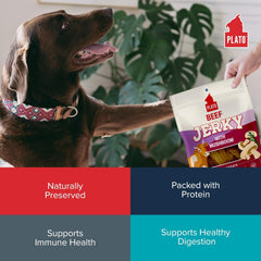 PLATO Pet Treats Jerky Dog Treats - Air-Dried Beef Jerky with Mushroom - Grain Free, High Protein