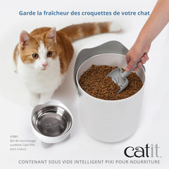 Catit PIXI Smart Vacuum Food Container – Airtight Cat Food Storage with Auto Vacuum Seal, BPA-Free, Energy Efficient, Whimsical Cat Design & Scoop