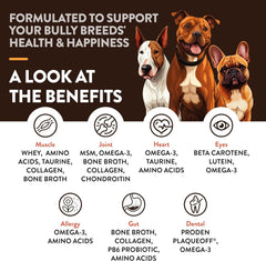 NaturVet Bulldog Breed Supplement- for Joint Support, Digestion, Skin, Coat Care- Dog Multivitamins with Minerals, Omega-3, PlaqueOff- Wheat-Free Vitamins for Dogs- Bully Breeds