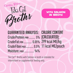 Tiki Cat Born Carnivore Broths, Salmon Recipe, Hydration and Flavor Supplement Cat Food Topper
