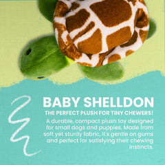 Snugarooz Baby Shelldon The Turtle 5 Inch Plush with Repair Patch - Soft & Durable Chew Toy for Dogs - Made from Recycled Materials - Perfect for Snuggles and Playtime