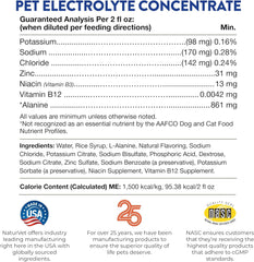 NaturVet Pet Electrolyte Concentrate for Dogs and Cats, 16 oz Liquid Concentrate, Made in The USA with Globally Source Ingredients