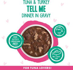 Weruva B.F.F. OMG - Best Feline Friend Oh My Gravy!, Tuna & Turkey Tell Me with Tuna & Turkey
